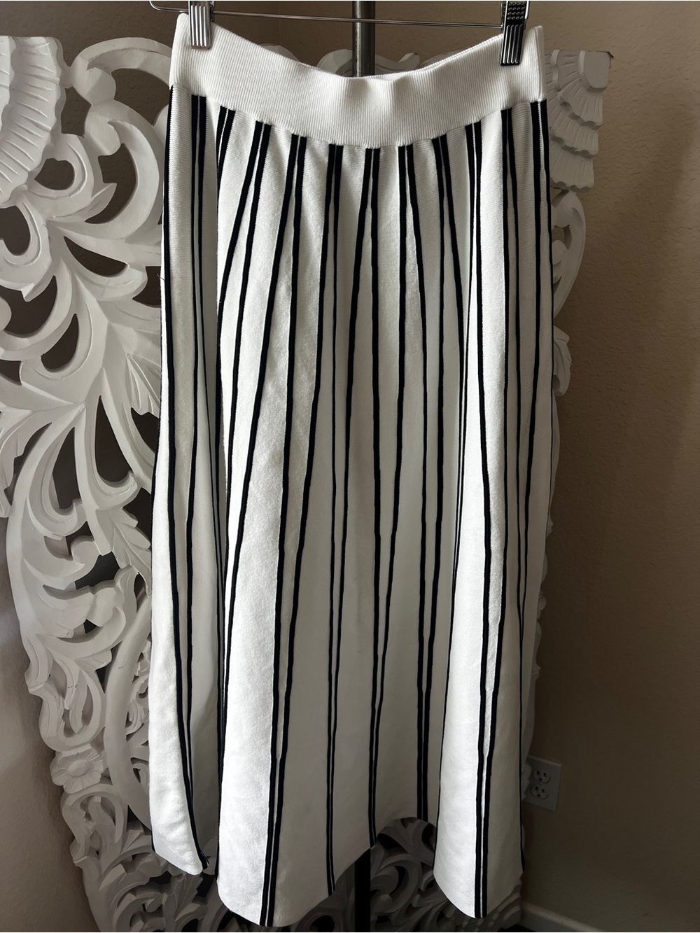 J.Crew Black & white vertical striped midi skirt size medium